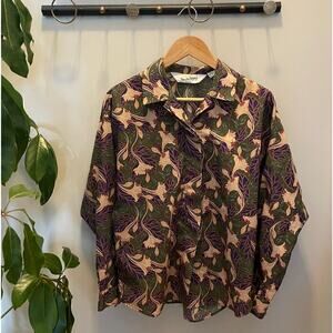 Vintage Diane von Fürstenberg Floral Button-Up Blouse – Made in Thailand, Medium